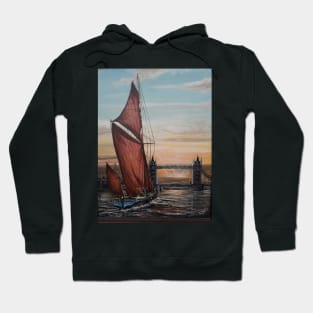 SAILING BARGE DANNEBROG AND TOWER BRIDGE AT SUNSET Hoodie